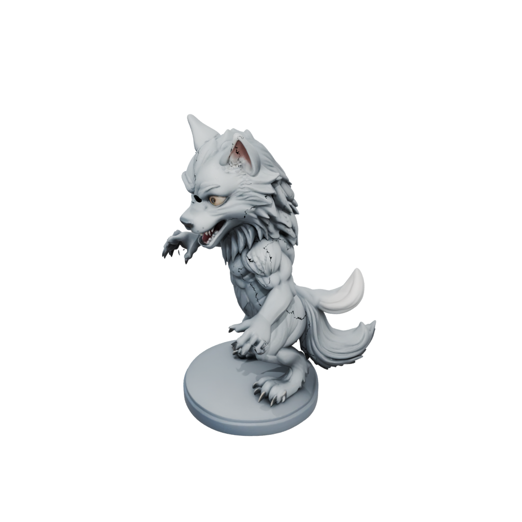 Pastel Chibi Werewolf Mid-Howl