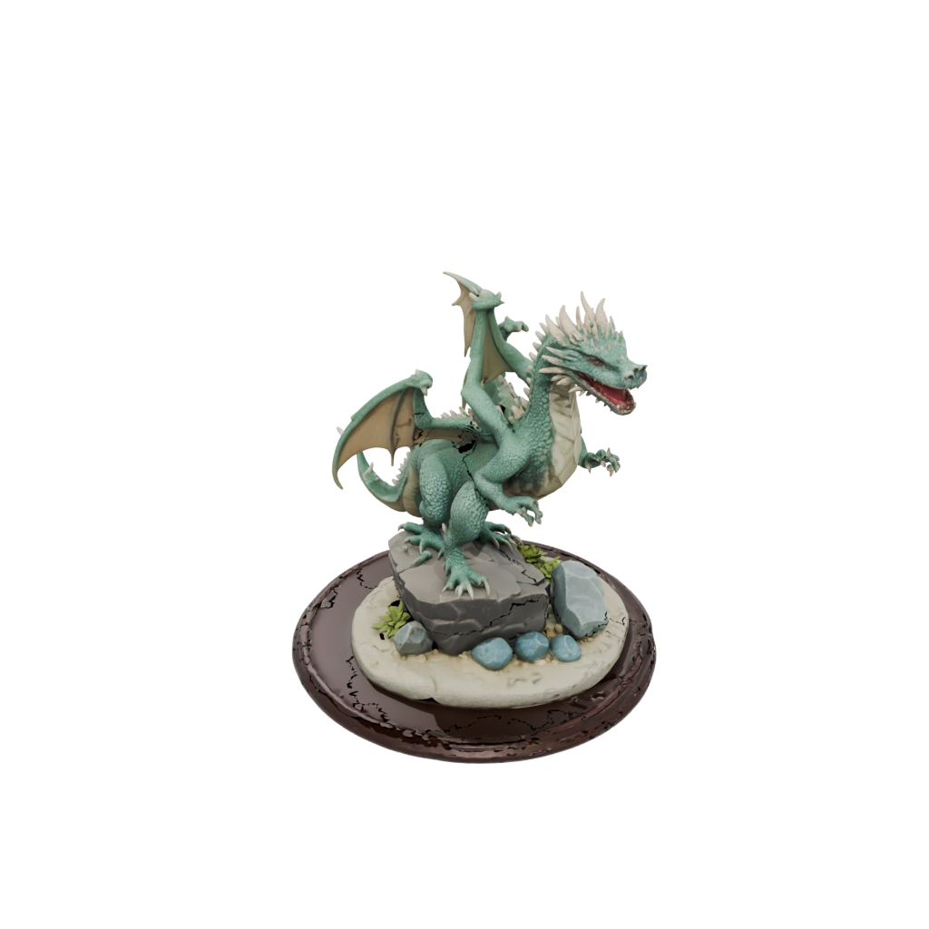 Pastel Scene Ancient Dragon Perched On Rocks