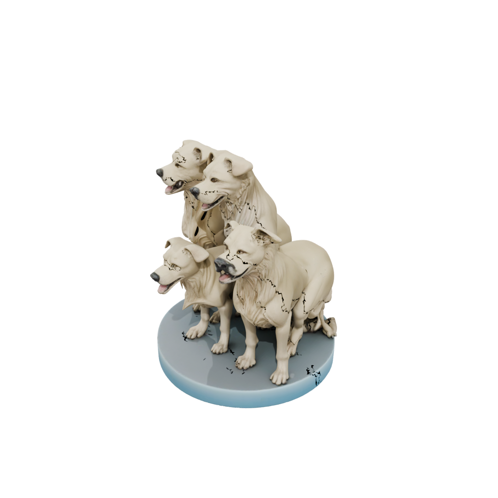 Pastel Scene Cerberus Three-Headed Hound