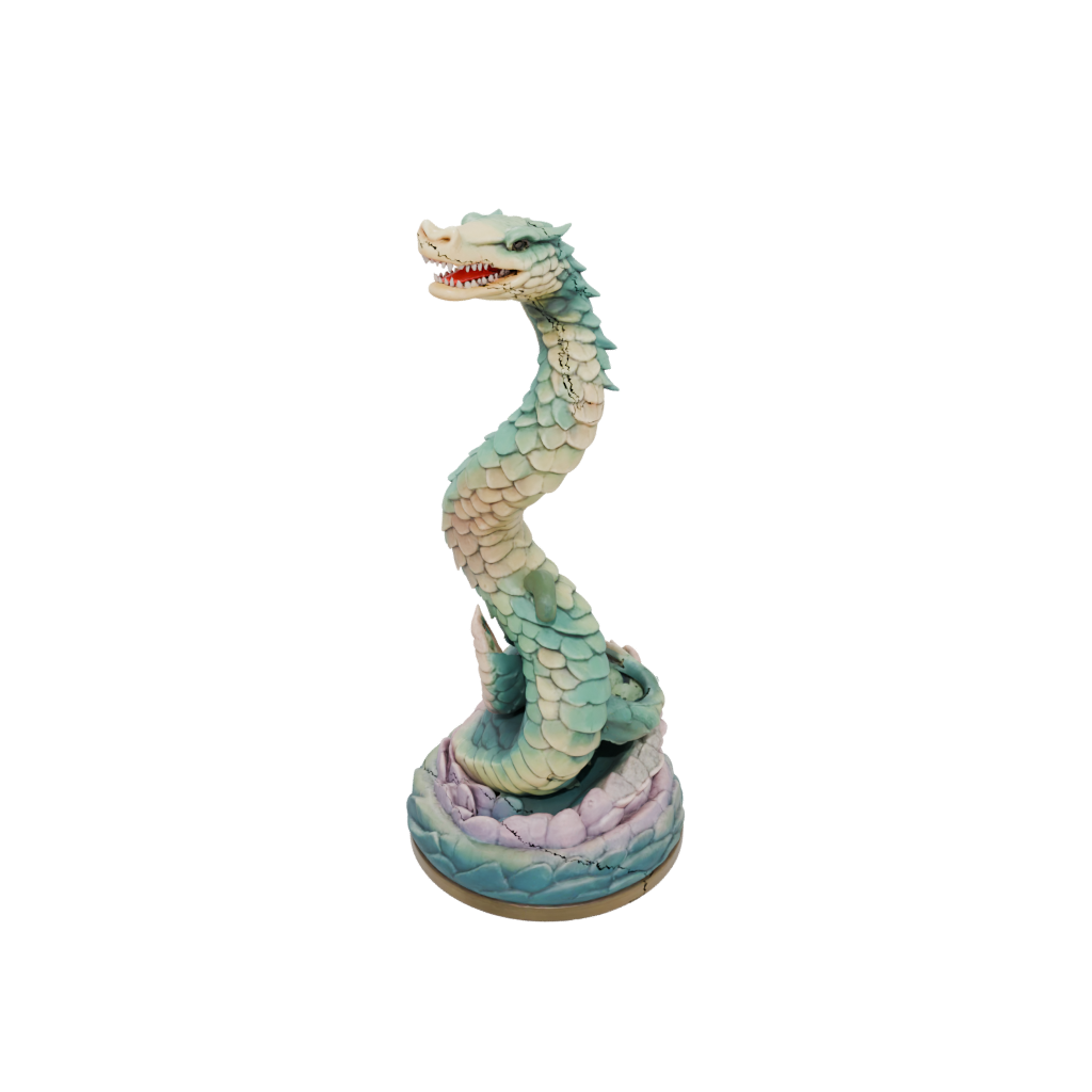 Pastel Scene Sea Serpent Coiled Upright