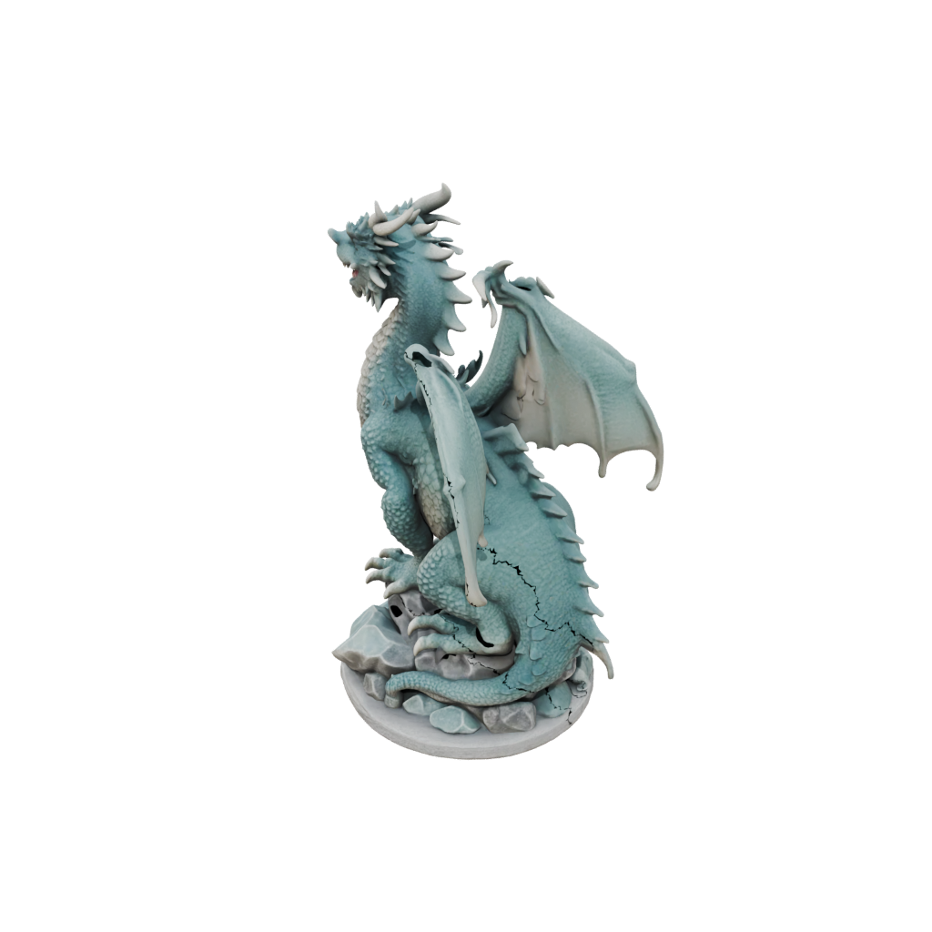Pastel Relief Ancient Dragon Perched On Rocks
