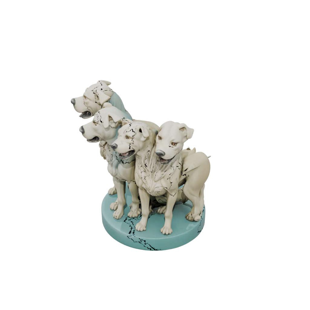 Pastel Relief Cerberus Three-Headed Hound