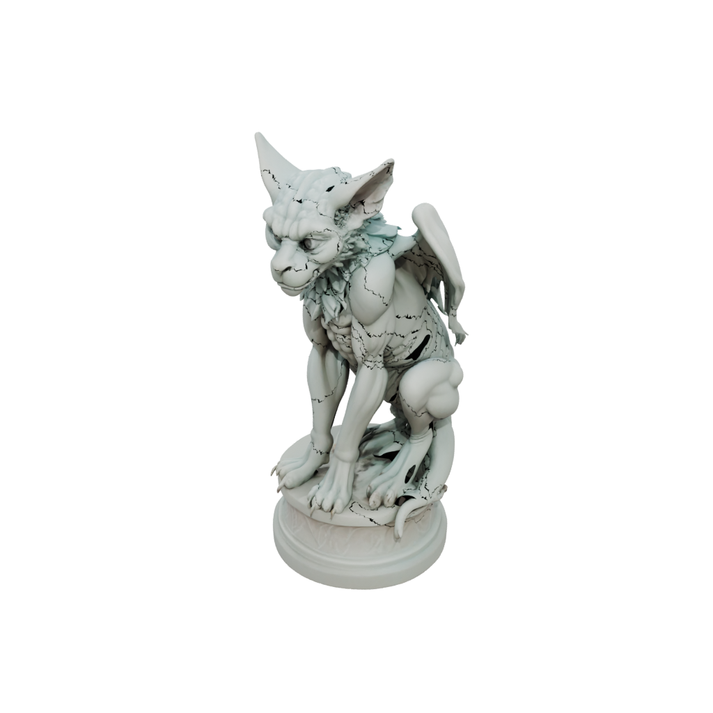 Pastel Relief Gargoyle On Pedestal