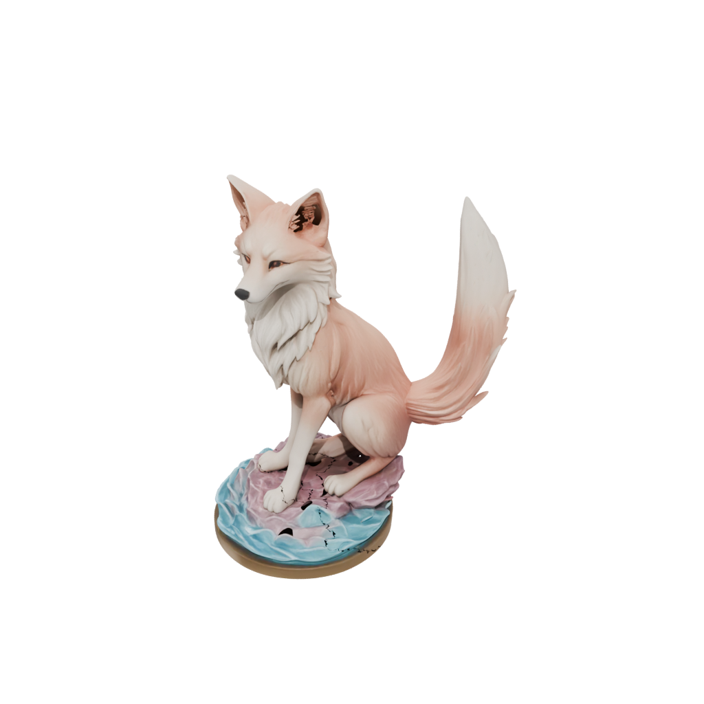 Pastel Relief Kitsune Nine-Tail Fox