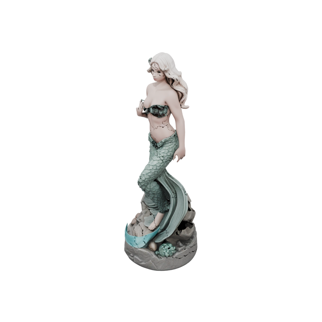 Pastel Relief Mermaid On A Rock