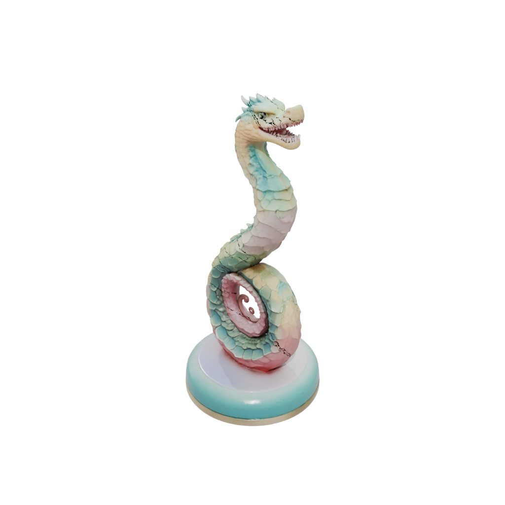 Pastel Relief Sea Serpent Coiled Upright
