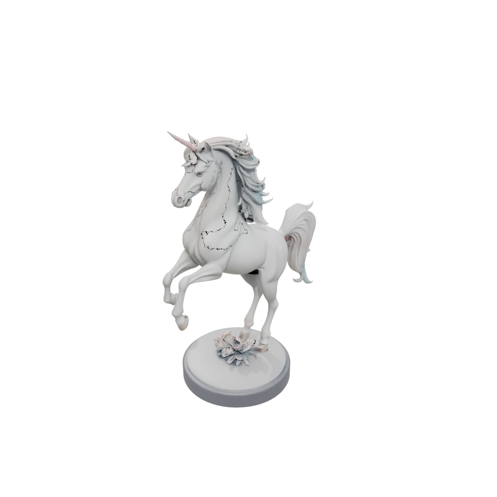 Pastel Relief Unicorn Rearing Figure