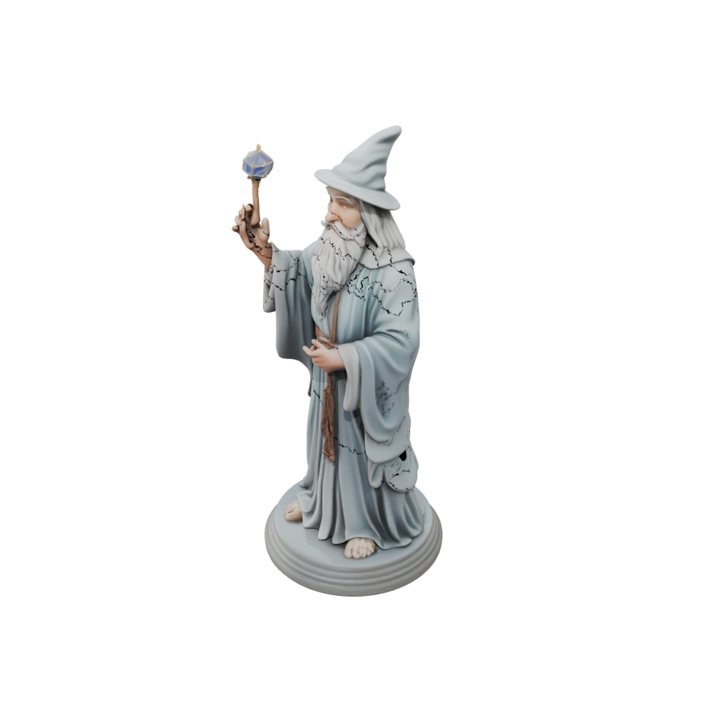 Pastel Relief Wise Wizard Figure