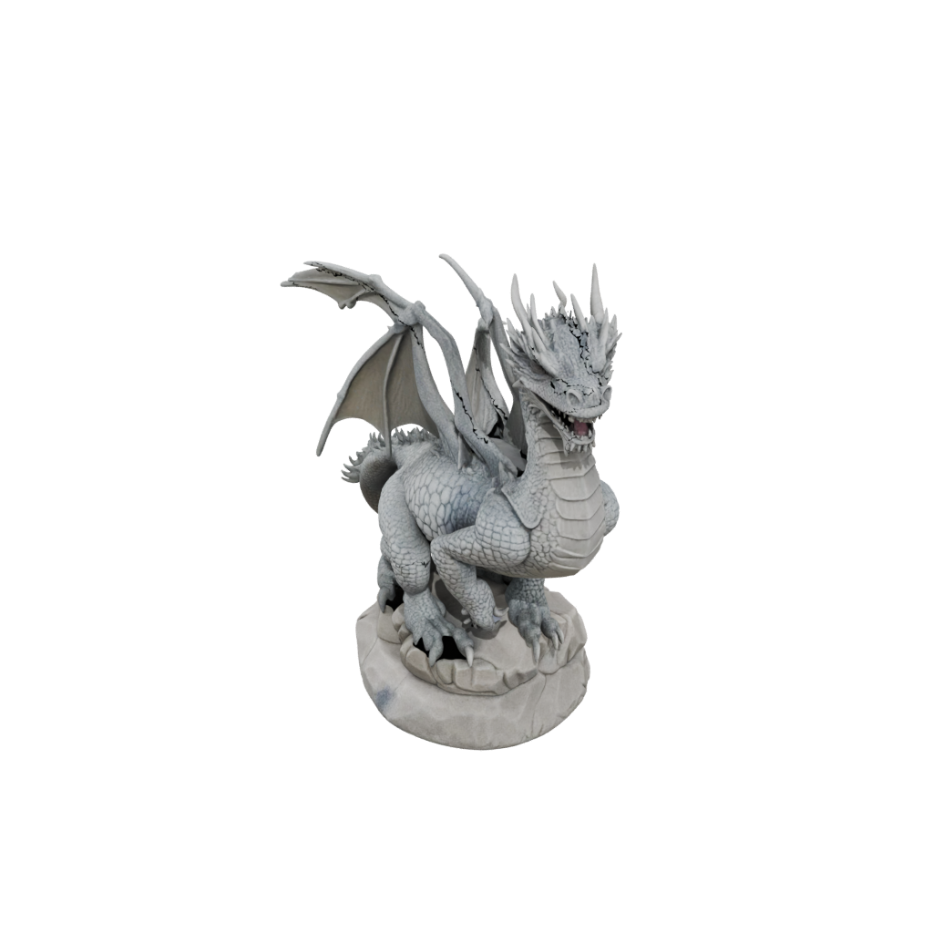 Relief Ancient Dragon Perched On Rocks