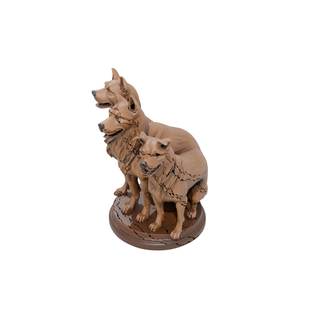 Woodgrain Bust Cerberus Three-Headed Hound