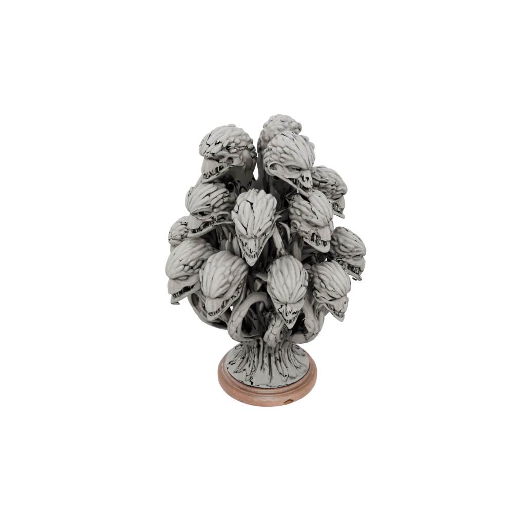 Woodgrain Bust Hydra Multi-Headed