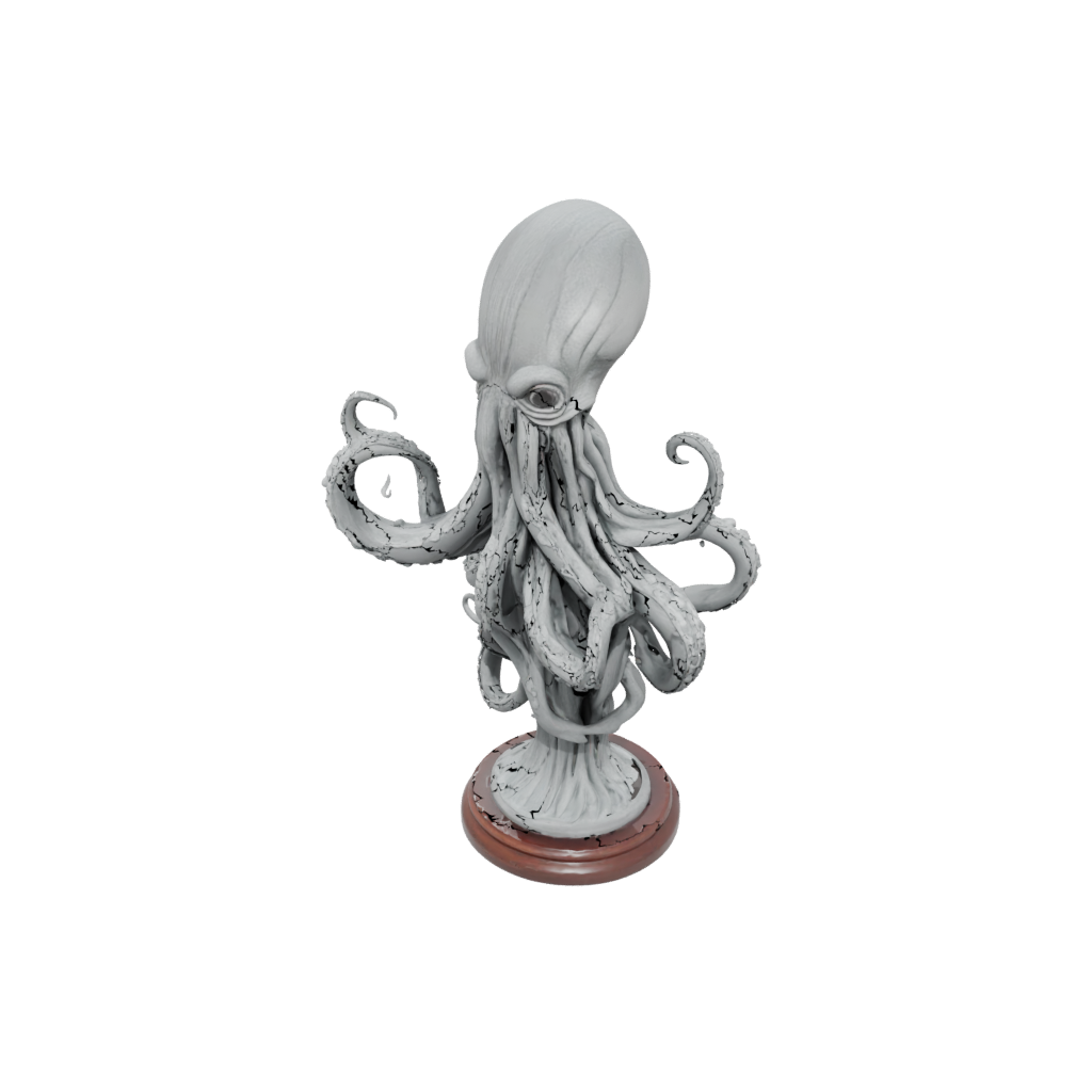 Woodgrain Bust Kraken Tentacle Sculpture