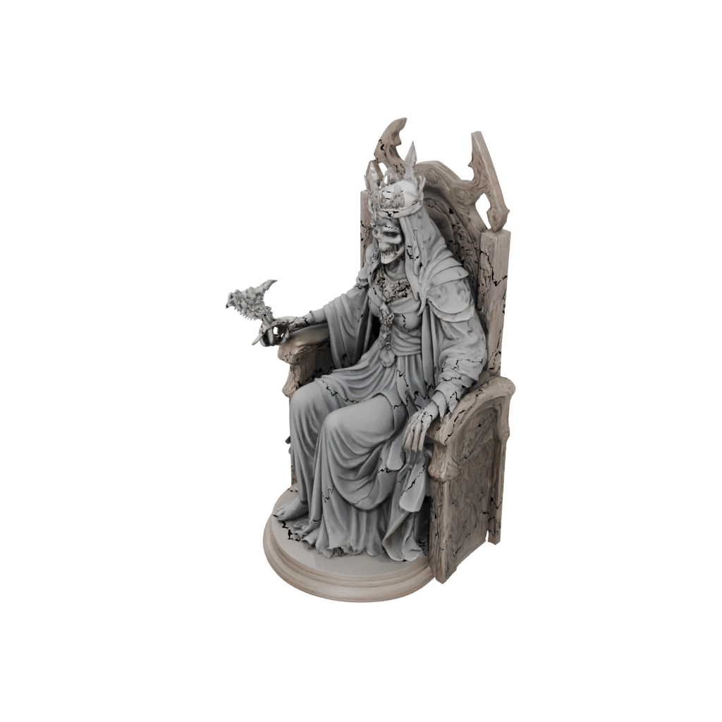 Woodgrain Bust Lich On Throne