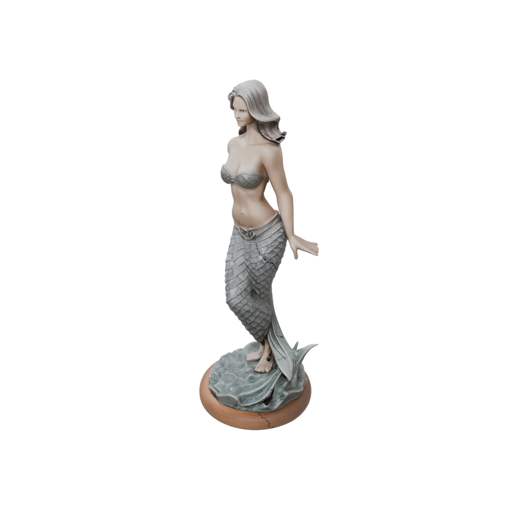 Woodgrain Bust Mermaid On A Rock