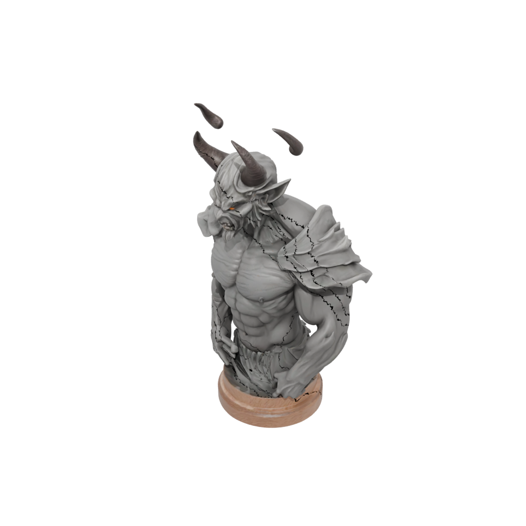 Woodgrain Bust Oni Demon