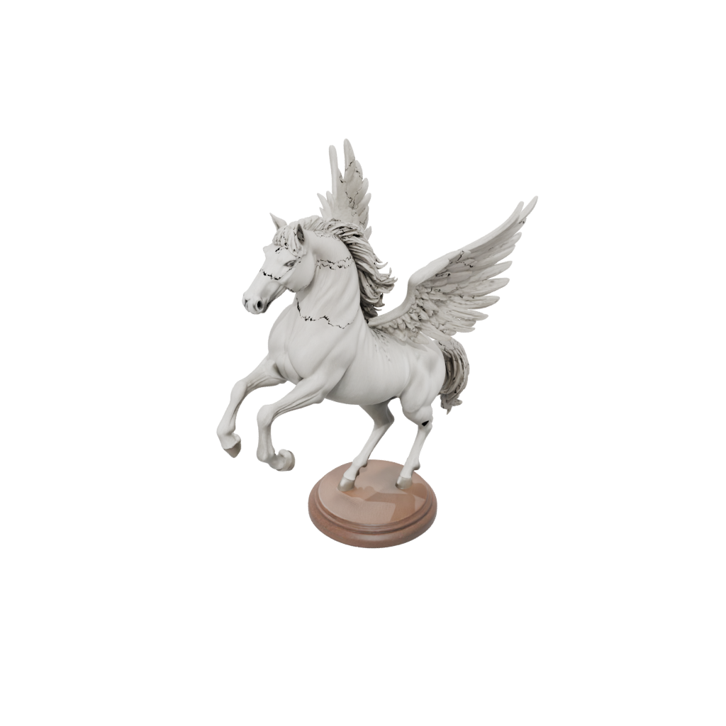 Woodgrain Bust Pegasus Rearing