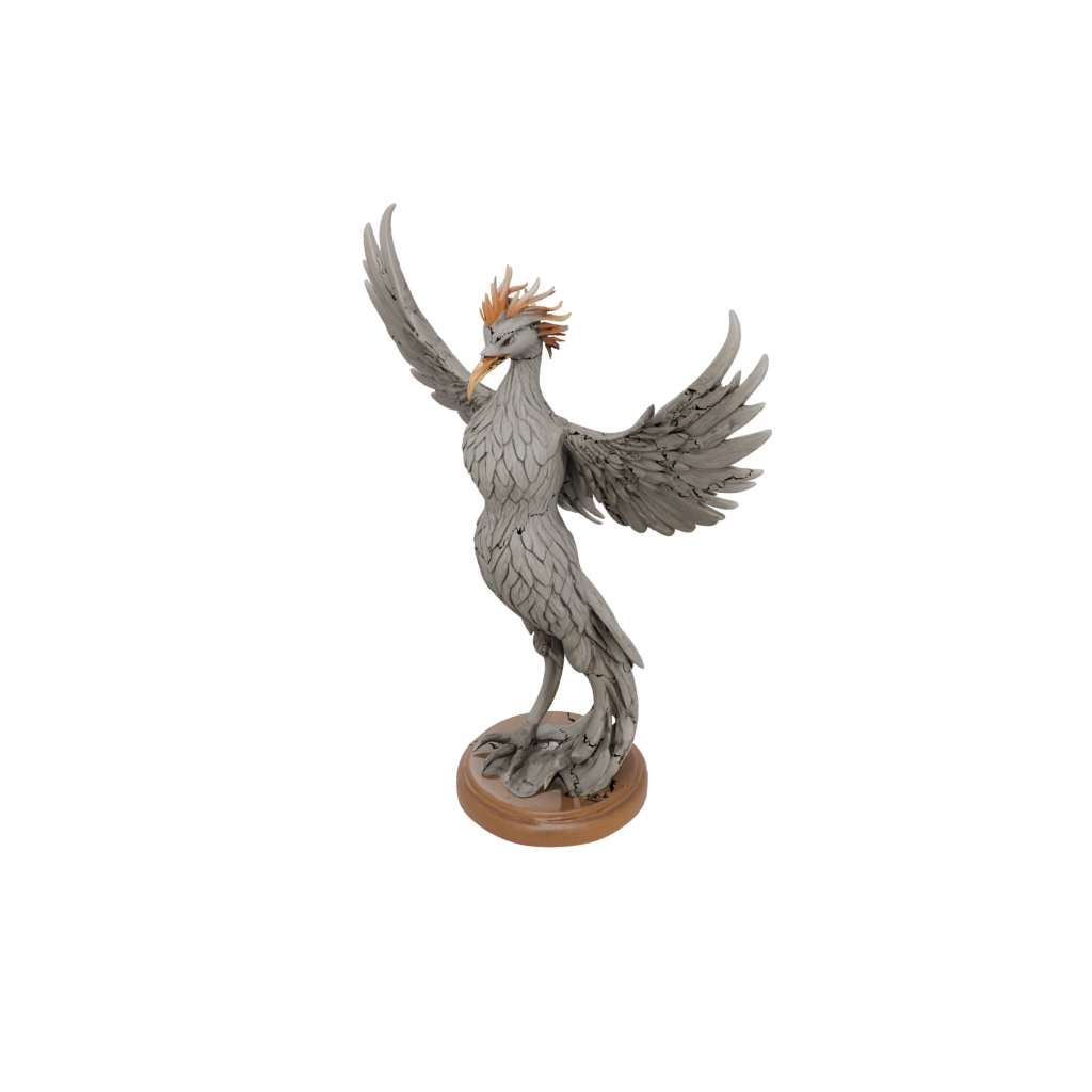 Woodgrain Bust Phoenix Rising Sculpture