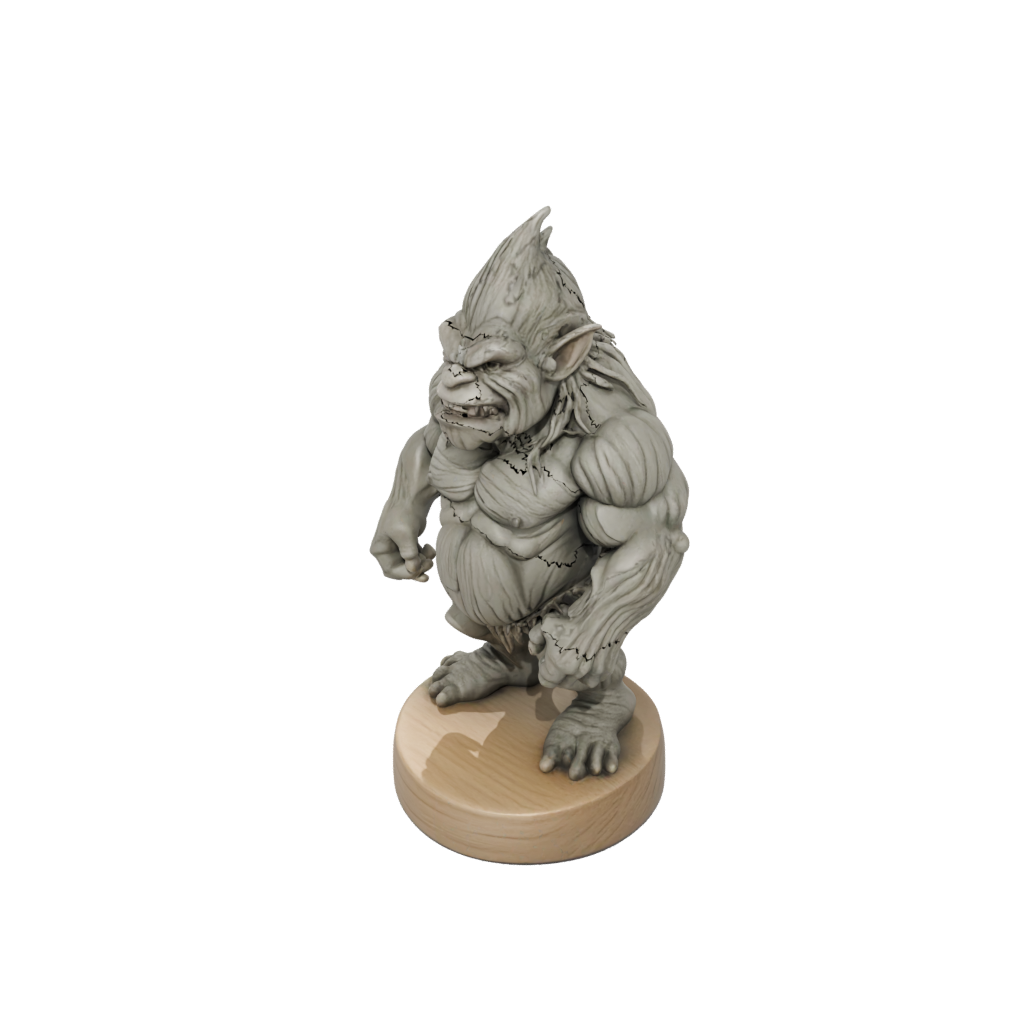Woodgrain Bust Rock Troll