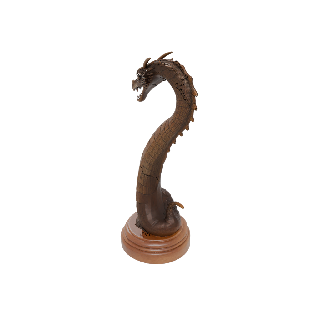 Woodgrain Bust Sea Serpent Coiled Upright