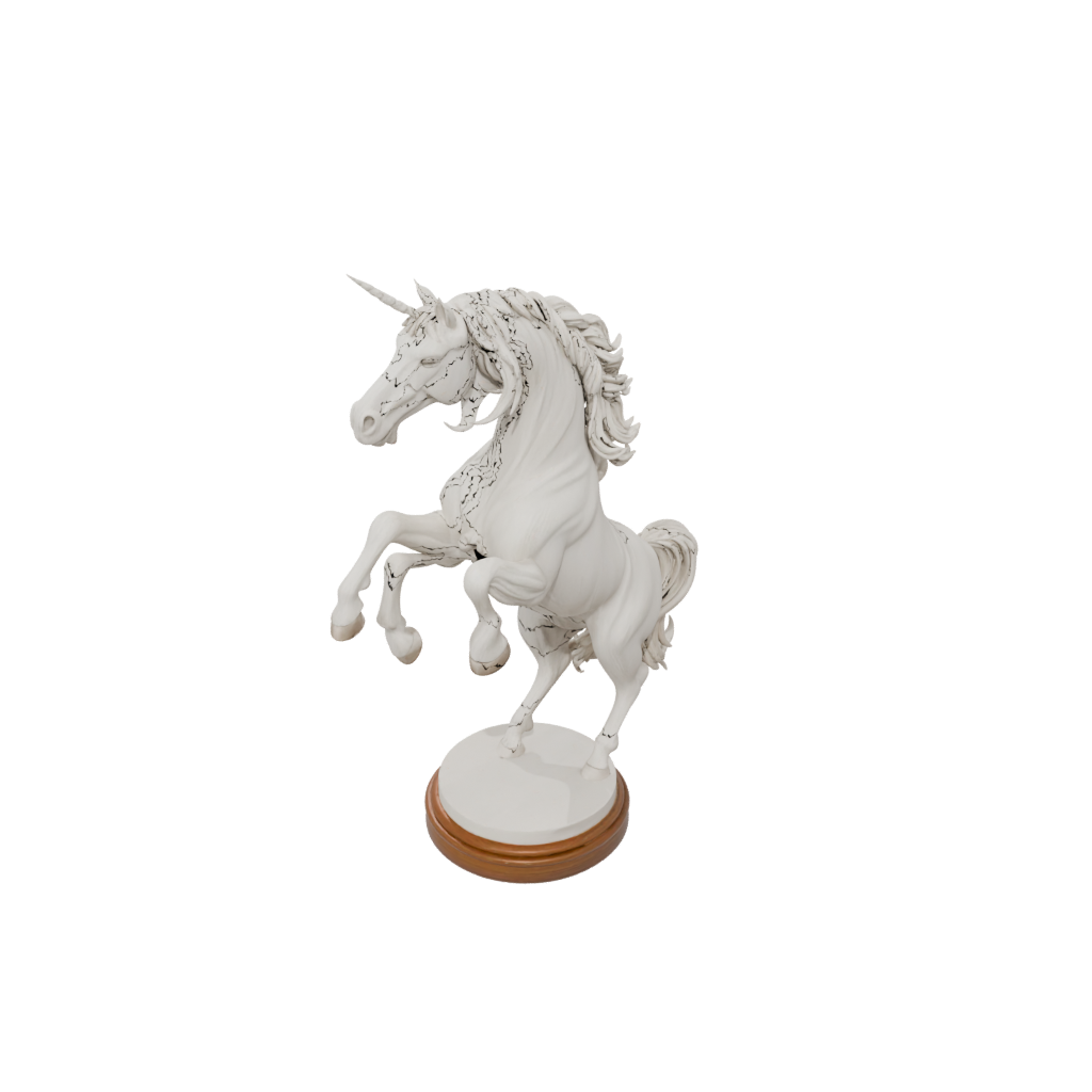 Woodgrain Bust Unicorn Rearing Figure