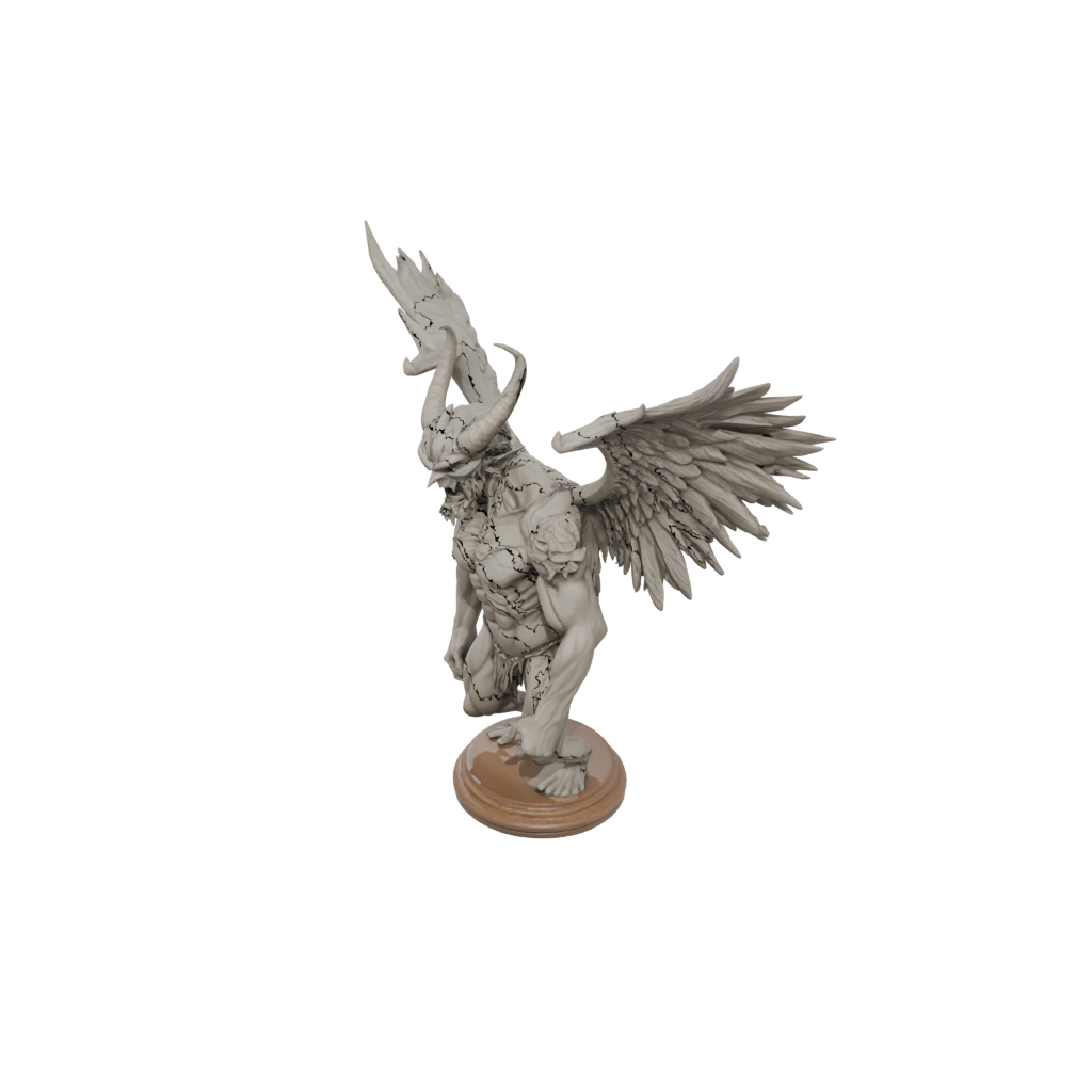 Woodgrain Bust Winged Demon Lord