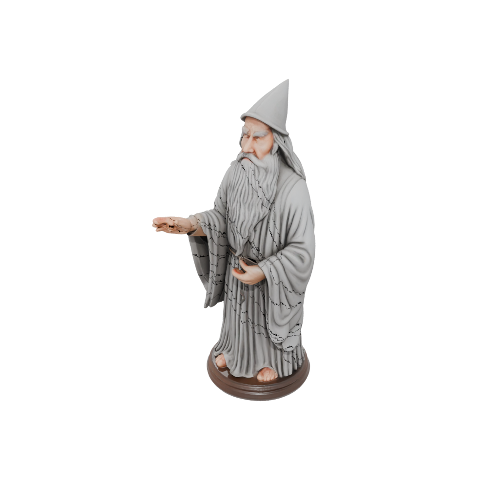 Woodgrain Bust Wise Wizard Figure
