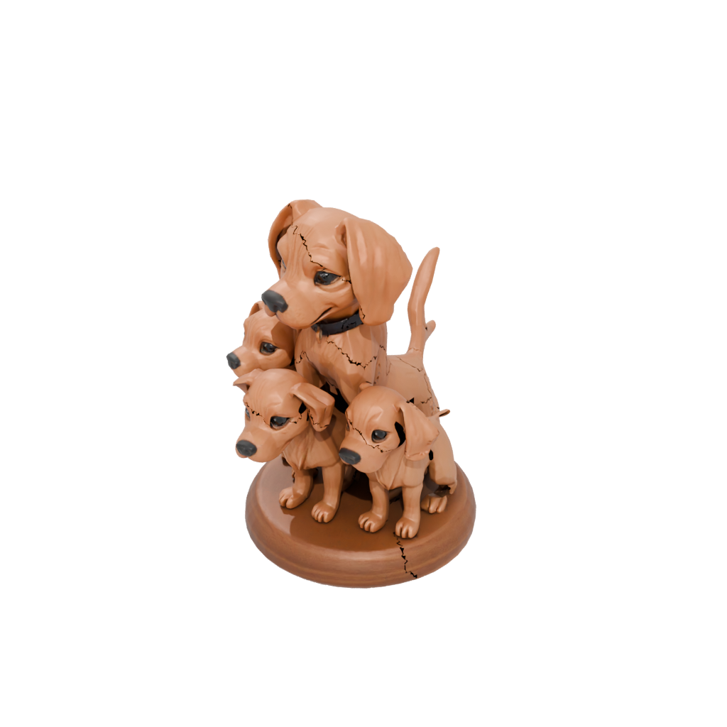 Woodgrain Chibi Cerberus Three-Headed Hound