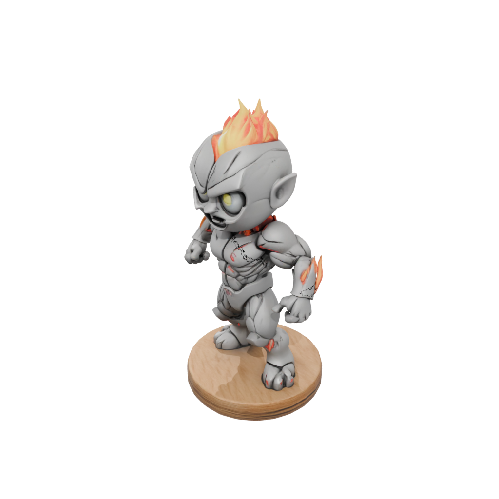 Woodgrain Chibi Fire Elemental Titan
