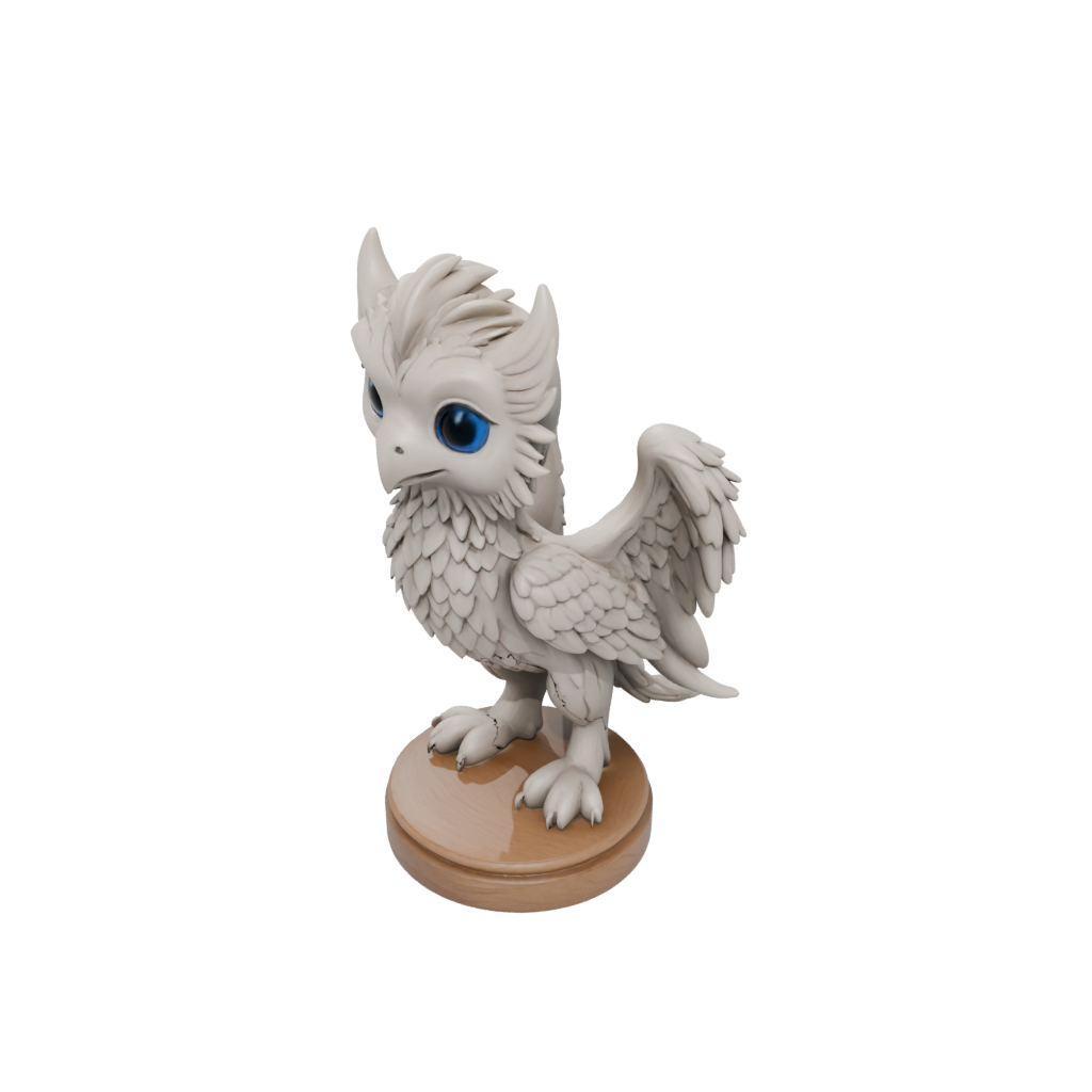 Woodgrain Chibi Griffin Statue