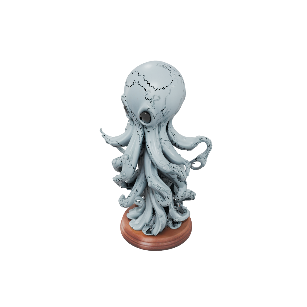 Woodgrain Chibi Kraken Tentacle Sculpture