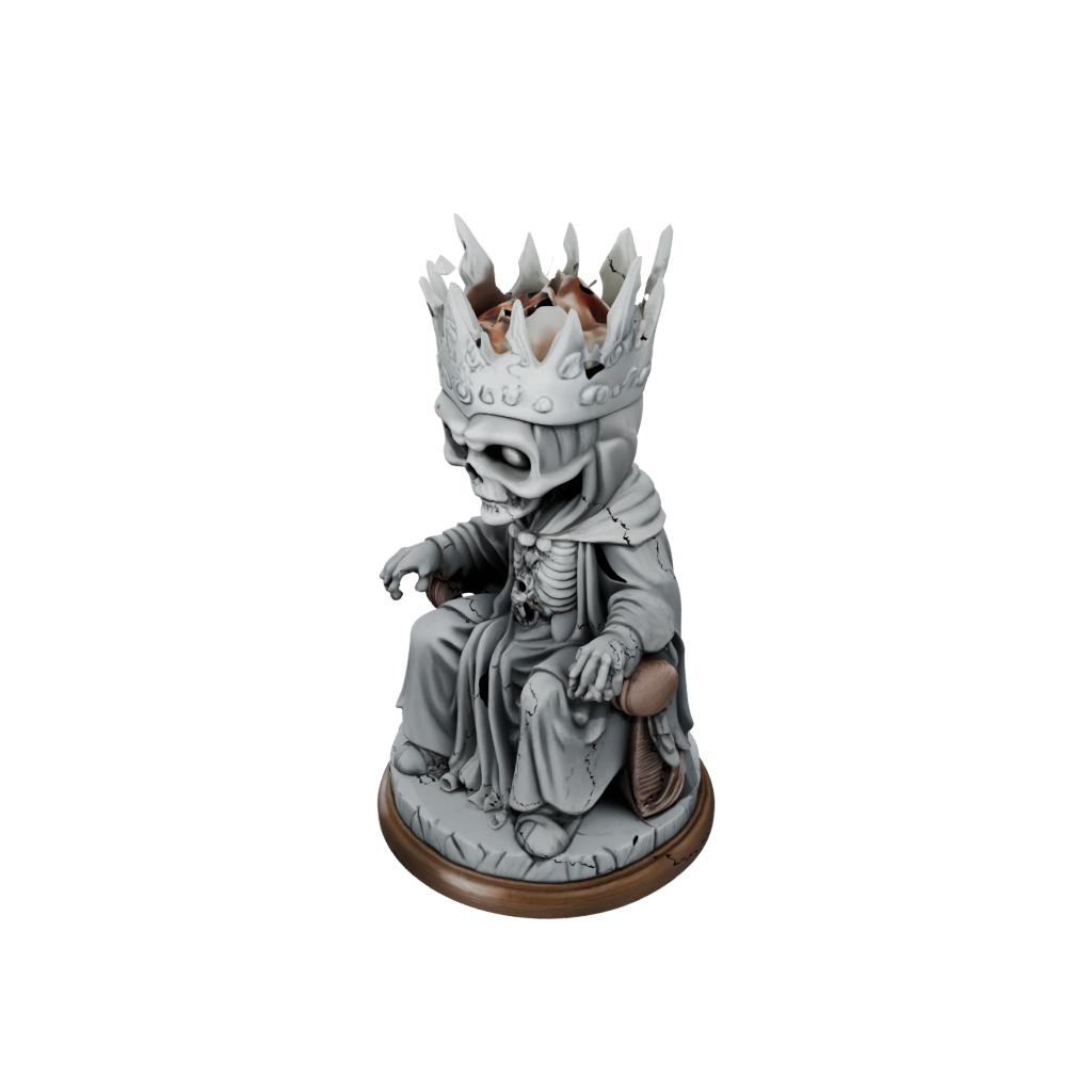 Woodgrain Chibi Lich On Throne