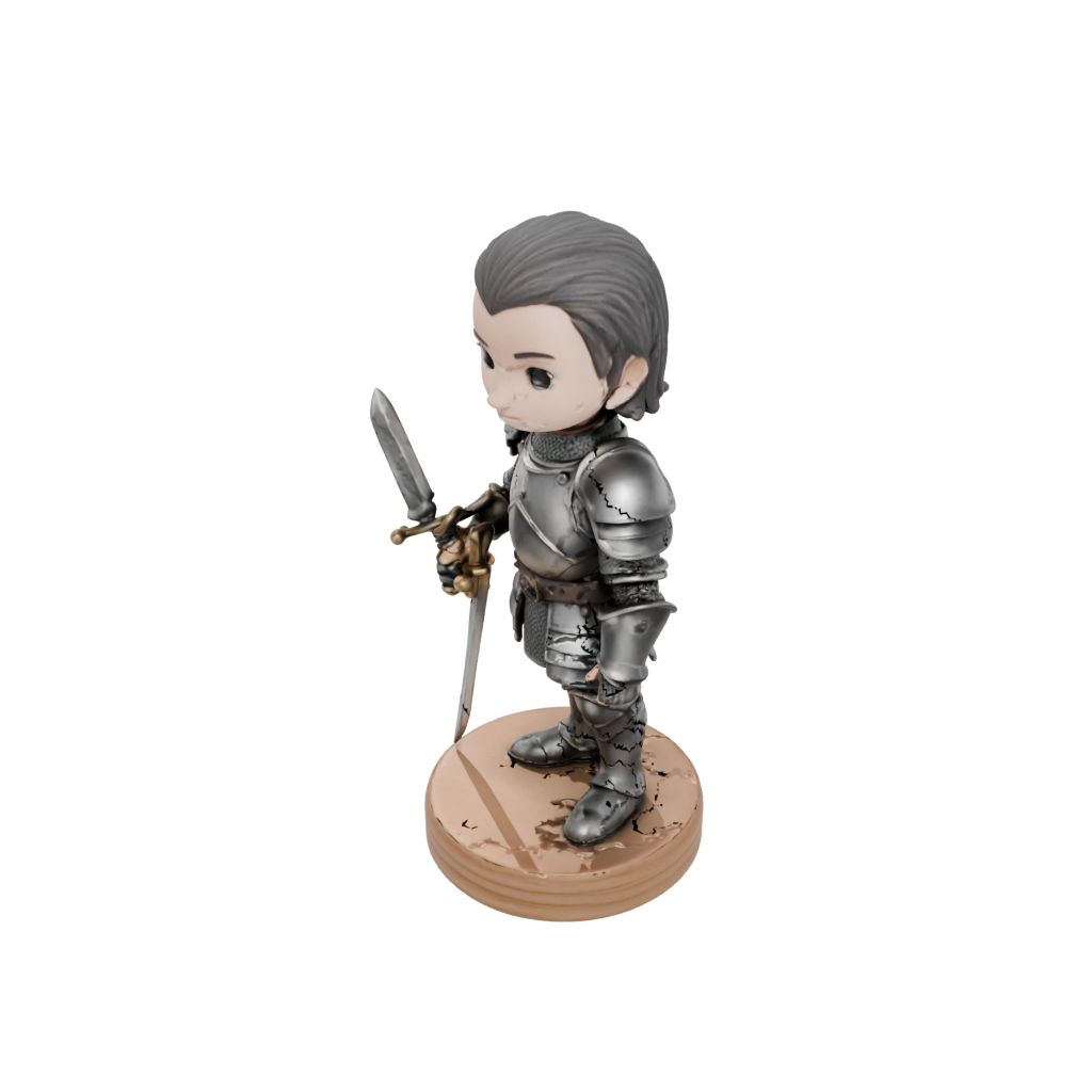 Woodgrain Chibi Medieval Knight Statue