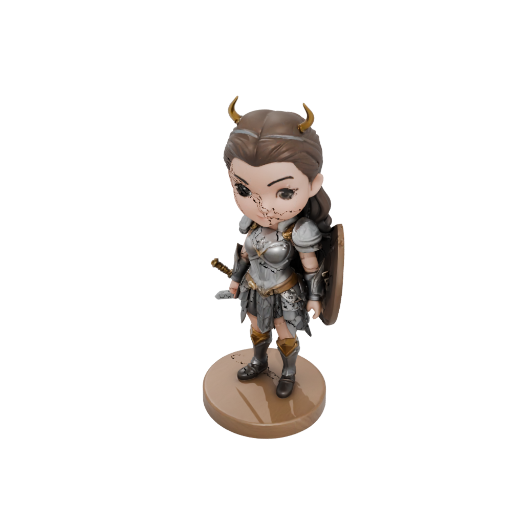 Woodgrain Chibi Valkyrie Warrior Figure