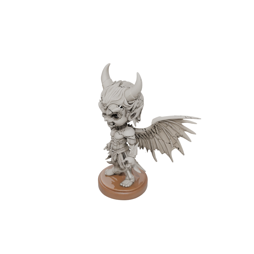 Woodgrain Chibi Winged Demon Lord