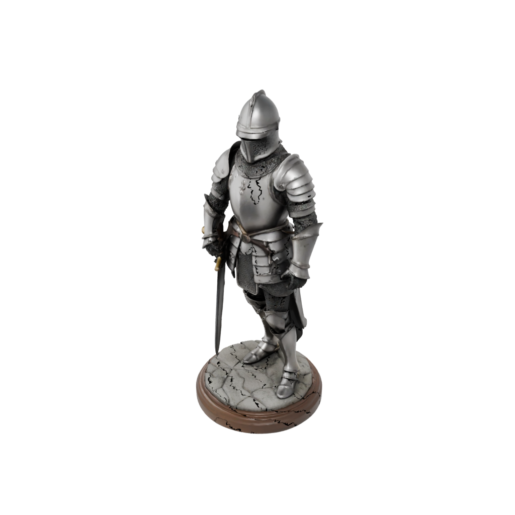 Woodgrain Scene Medieval Knight Statue