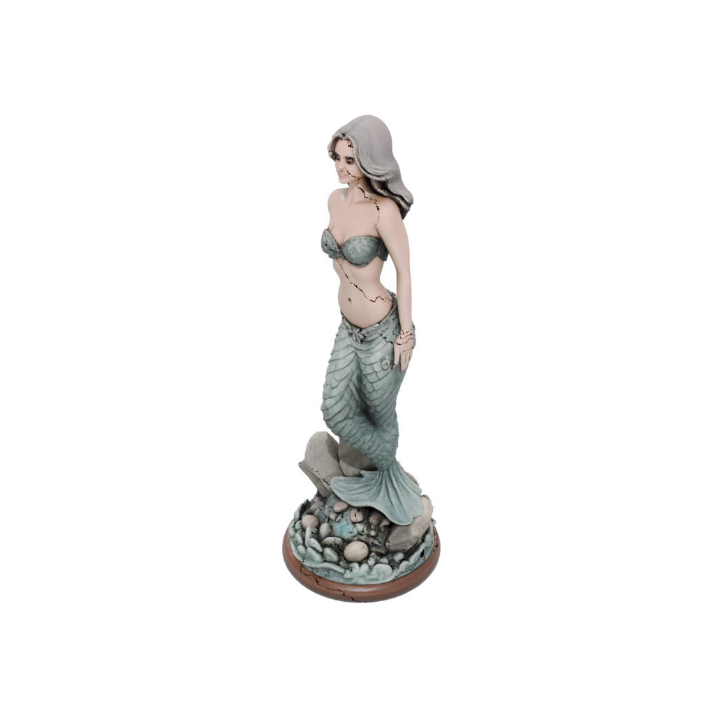 Woodgrain Scene Mermaid On A Rock