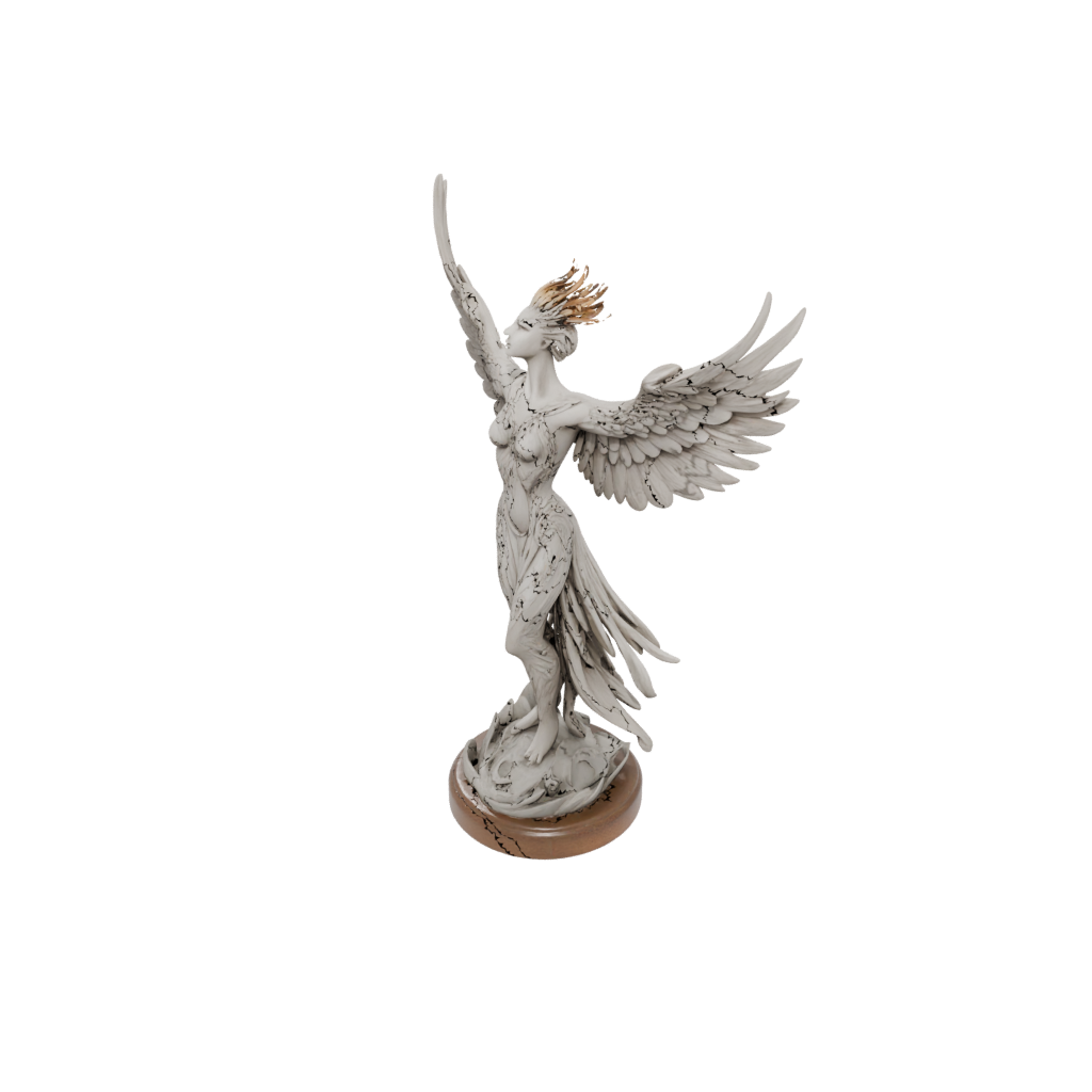 Woodgrain Scene Phoenix Rising Sculpture