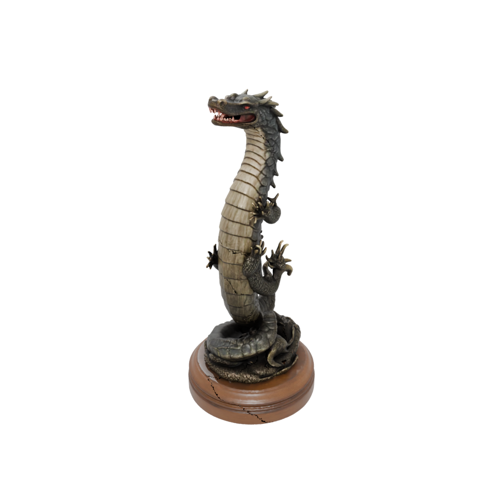 Woodgrain Scene Sea Serpent Coiled Upright