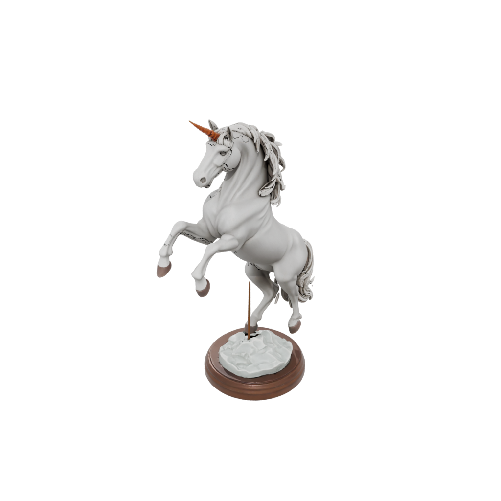 Woodgrain Scene Unicorn Rearing Figure