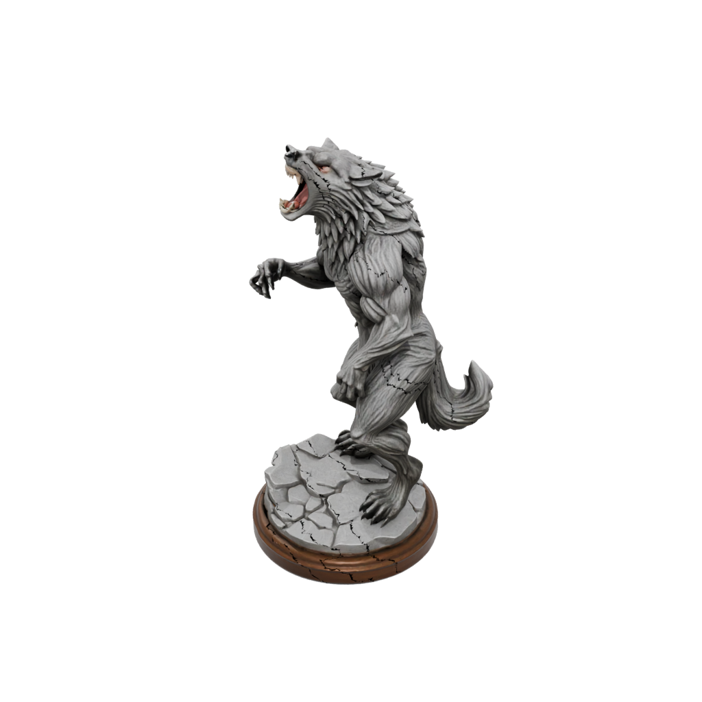 Woodgrain Scene Werewolf Mid-Howl