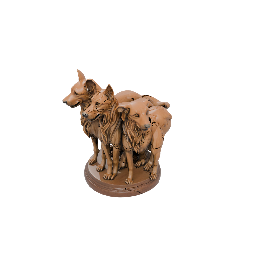 Woodgrain Cerberus Three-Headed Hound