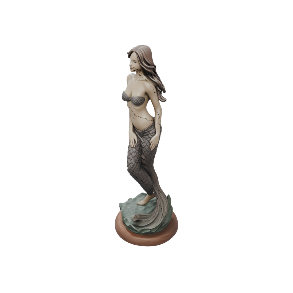 Woodgrain Mermaid On A Rock