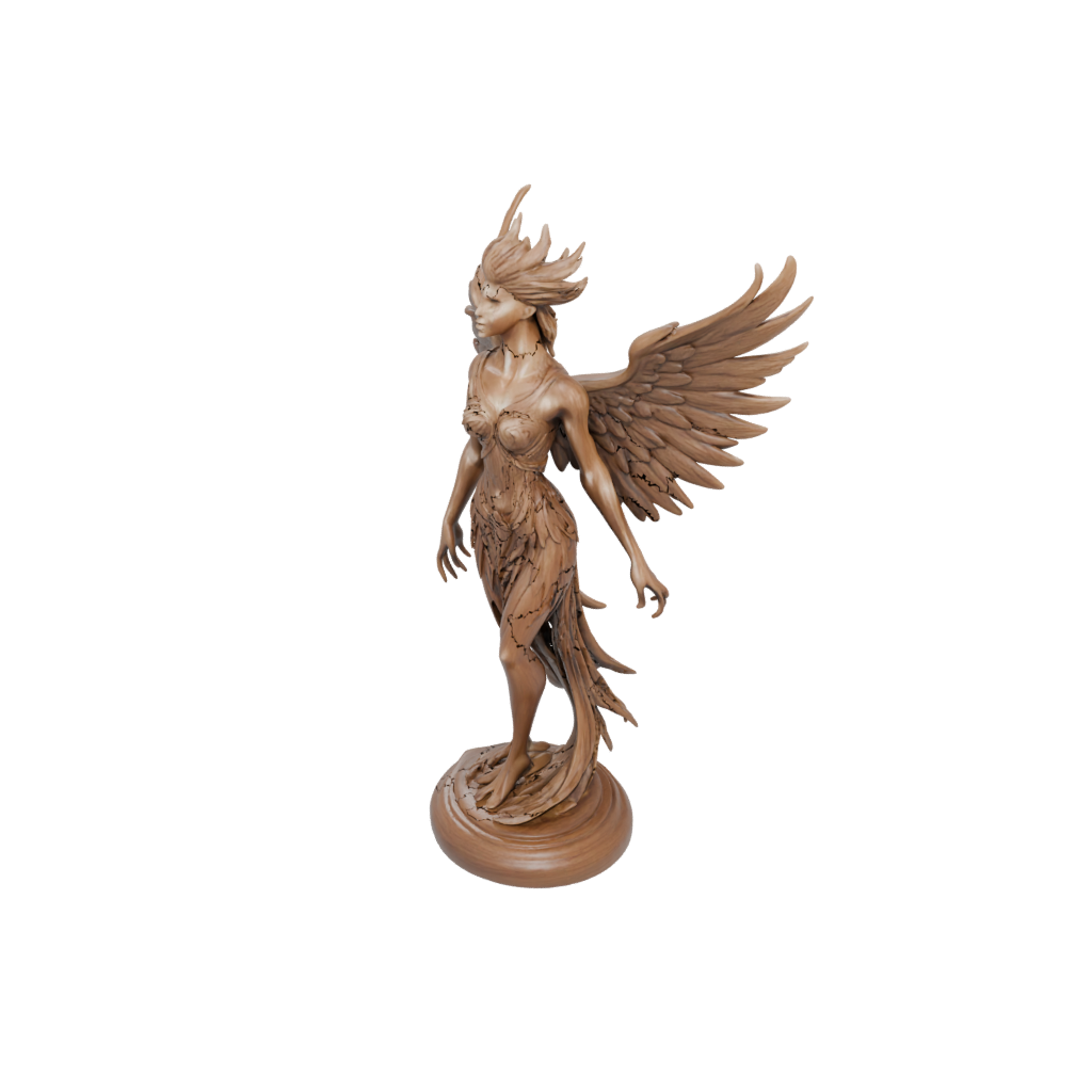 Woodgrain Phoenix Rising Sculpture