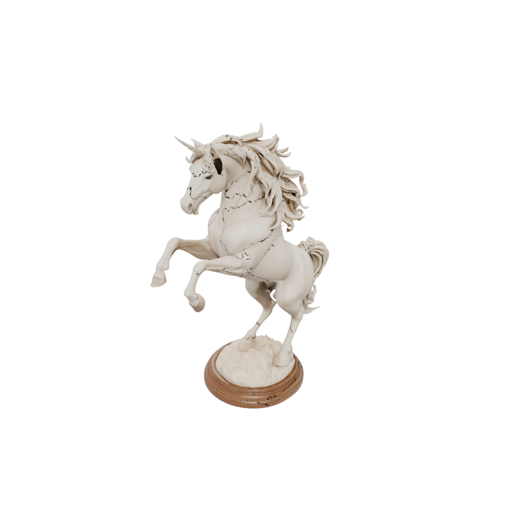 Woodgrain Unicorn Rearing Figure