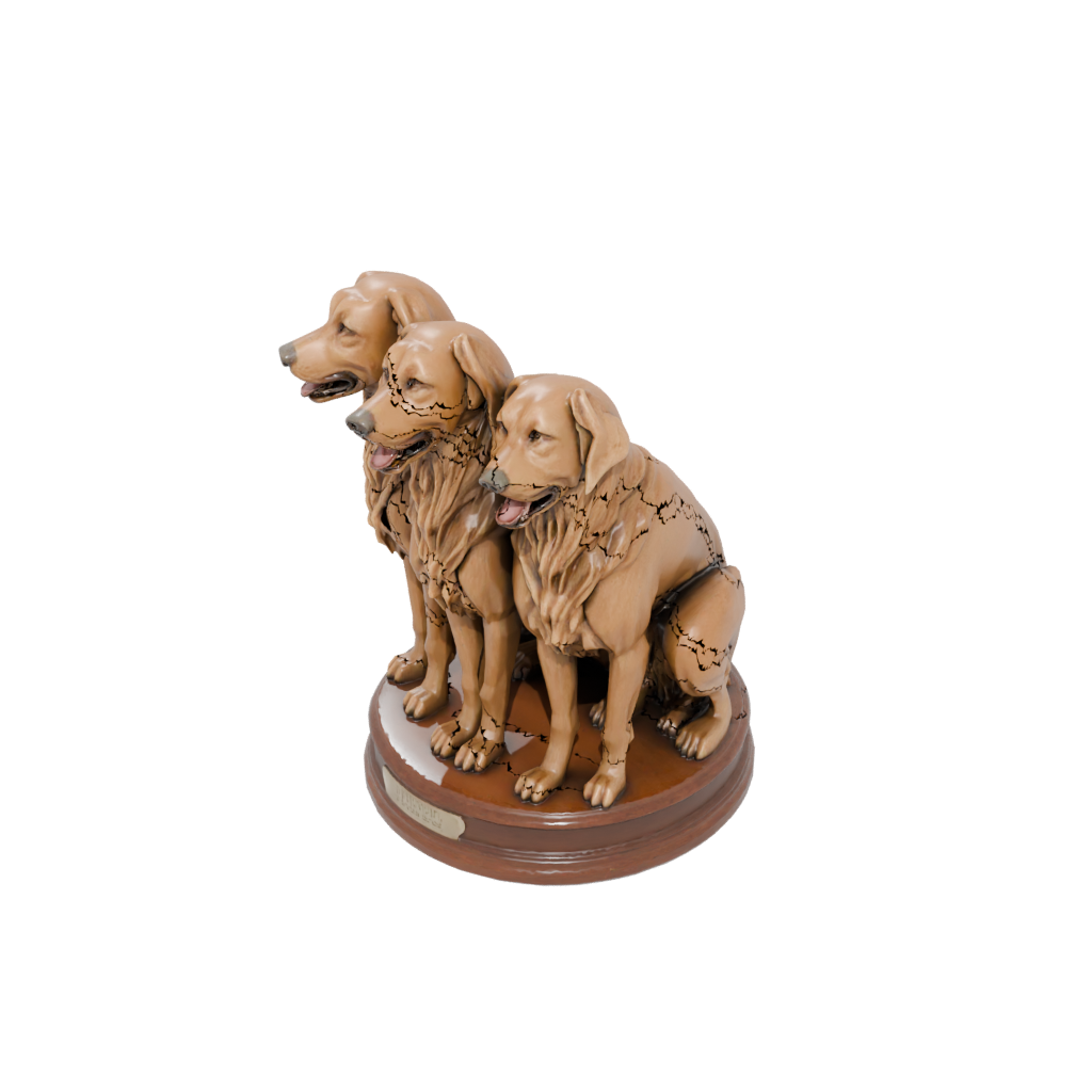 Woodgrain Relief Cerberus Three-Headed Hound