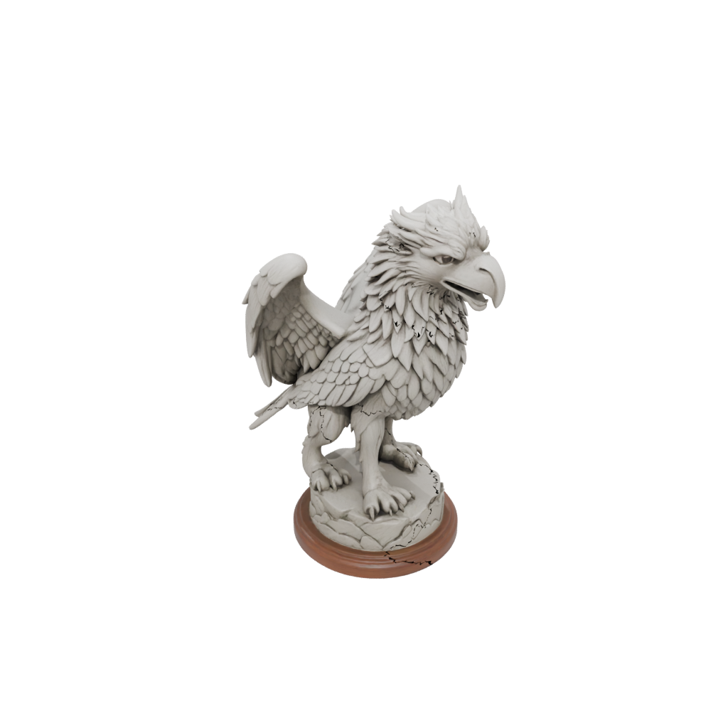 Woodgrain Relief Griffin Statue