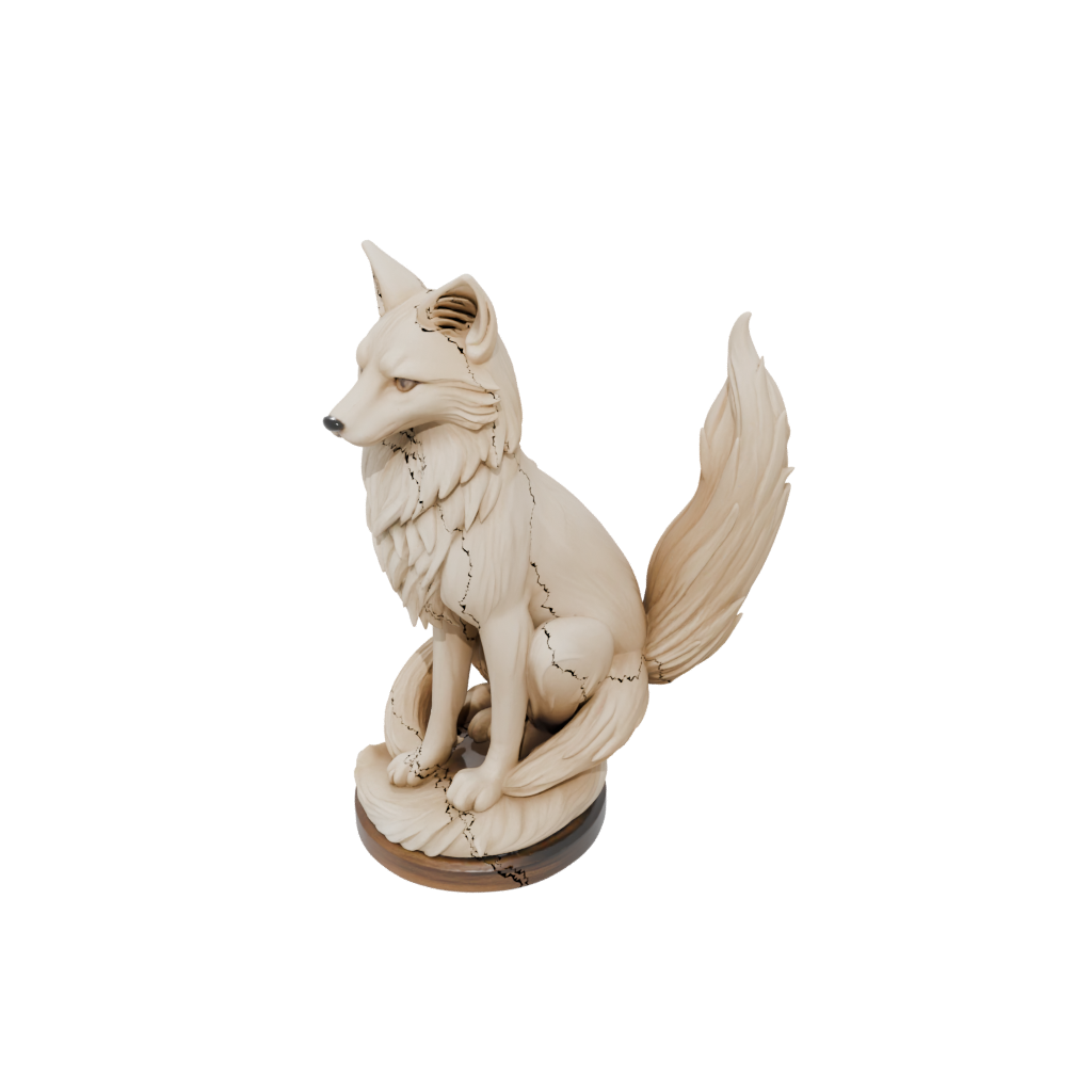 Woodgrain Relief Kitsune Nine-Tail Fox