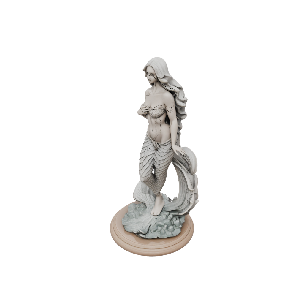 Woodgrain Relief Mermaid On A Rock