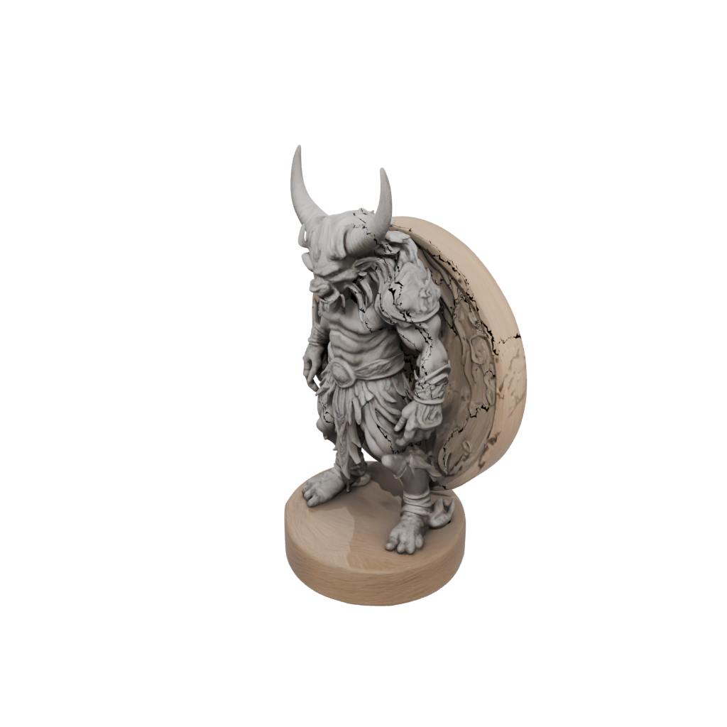 Woodgrain Relief Oni Demon
