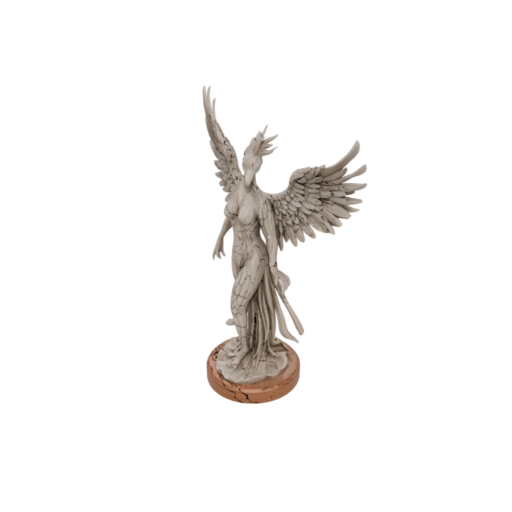 Woodgrain Relief Phoenix Rising Sculpture